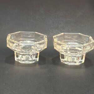 Vintage Arcoroc Octime France Clear Glass Octagon Taper Votive Candle Holder Set